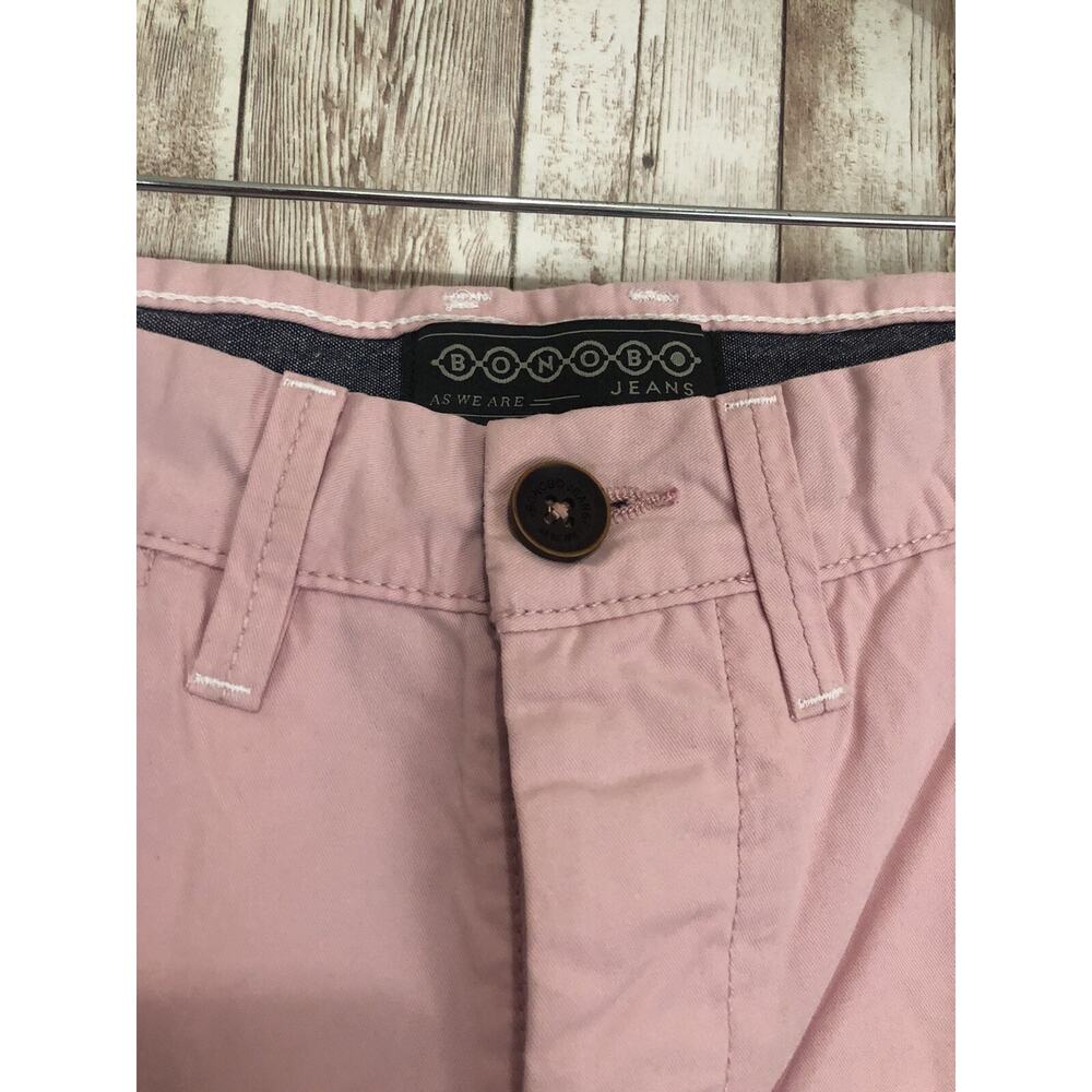 Bonobo Shorts Womens 2 Pink Flat Front Chino Pockets W:26 N35 - Picture 2 of 6